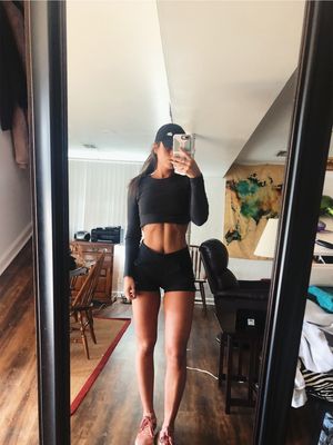 Fit teen in mirror