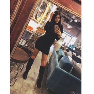 Black dress with black boots