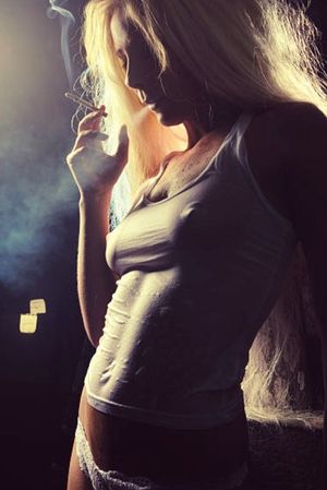 Blonde smoking