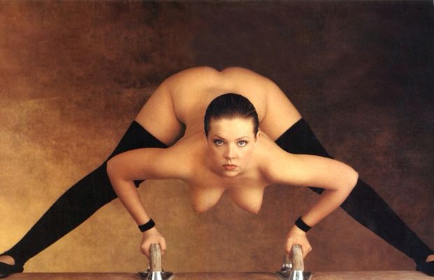 Flexible Ballerina in Legwarmers with Hanging Tits