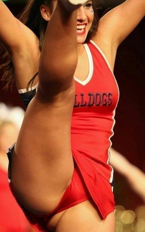 Cheerleader showing panties and mons