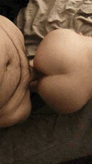 My wife bouncing back and forth on my dick before she can take it all