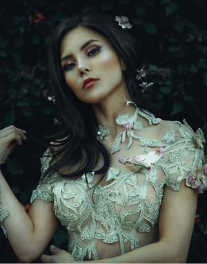 Anna Akana in see-through-ish dress