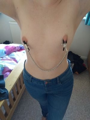 Girlfriend with nipple clamps