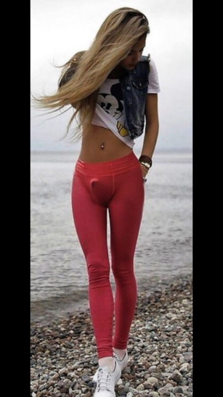 Cock showing in yogapants