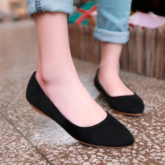 Black flats and amazing feet