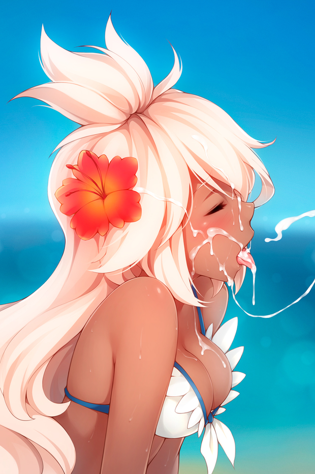 Beach babe cumshot