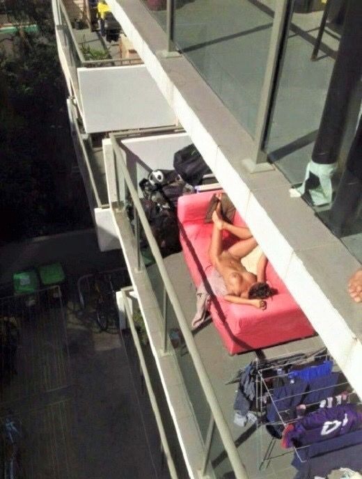 Public Nudity on balcony