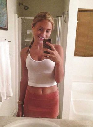Hot blonde in mirror