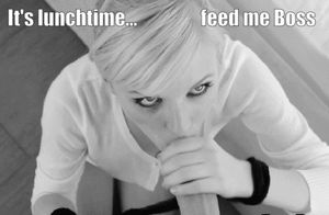 Blonde Boss Blowjob Lunch Sissy Captions