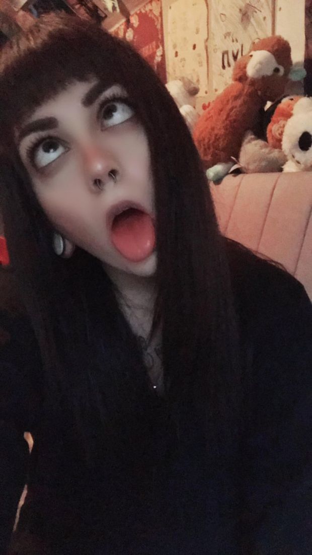 Cute dark haired emo teen ahegao