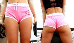 Brittney works out in booty shorts