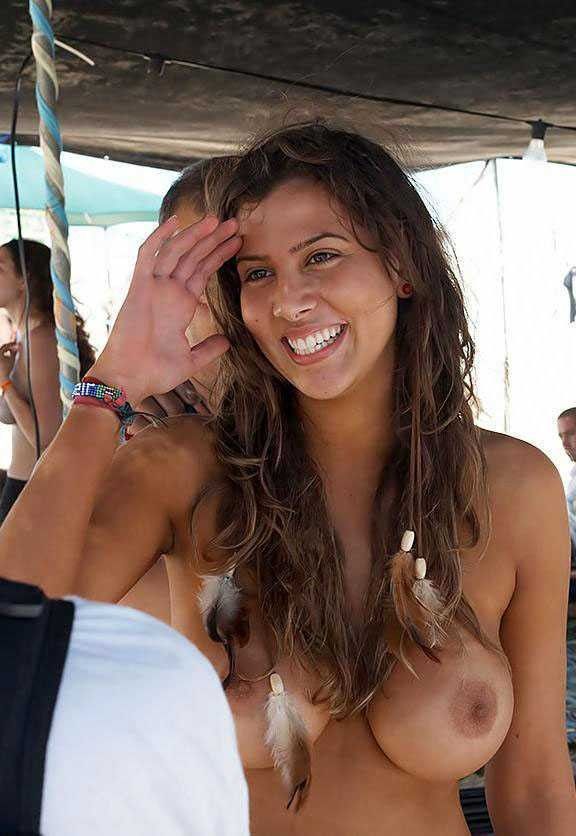 happy mom topless