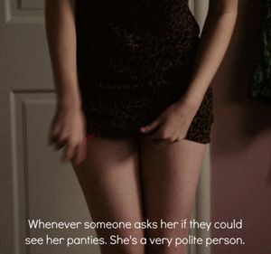 Polite gf shows panties to anyone