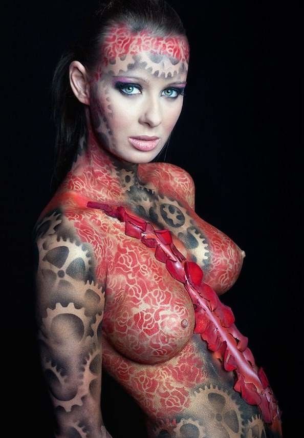 Amazing tits body painting