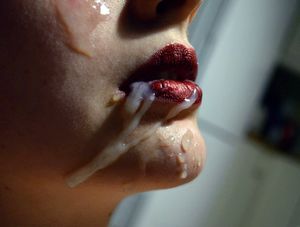 jizzed red lips