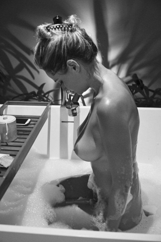 black and white bath