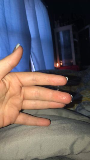 Slippery fingers... pussy leaks from excitement