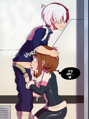 Ochako Uraraka hentai deepthroat blowjob cum my Hero Academia Todoroki