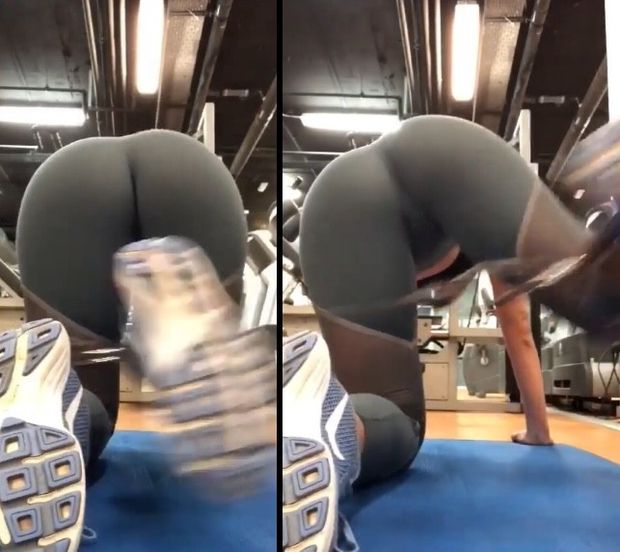 Creepin on Naiara Bleu working out at the gym