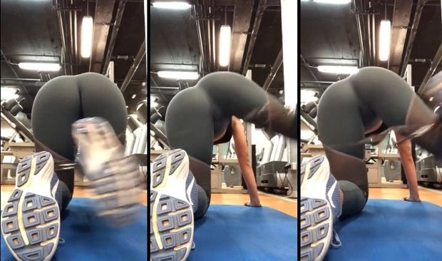 Creepin on Naiara Bleu working out at the gym