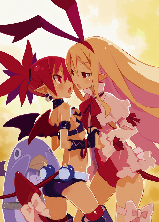 etna, flonne, flonne, and prinny (disgaea d2 and etc) drawn by harada takehito