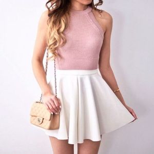 Pink body and white skirt