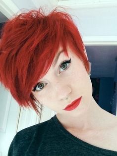 Dyed short red hair