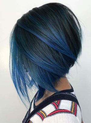 Dyed blue short hair