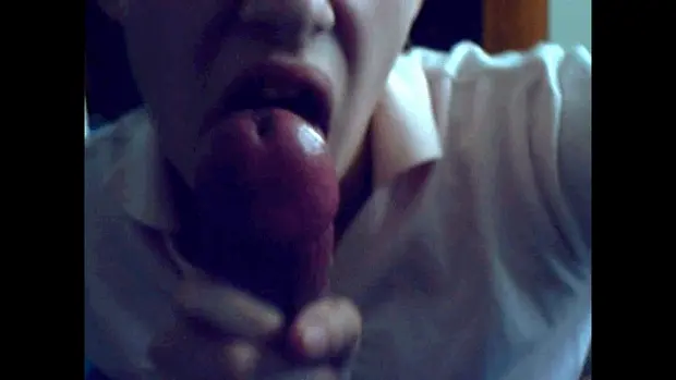 Stiff dick shooting cum from co-worker blowjob