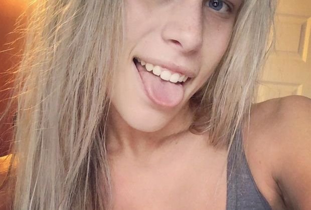 Natural Blonde Sticking Tongue Out