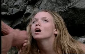 Blonde teen gets huge facial