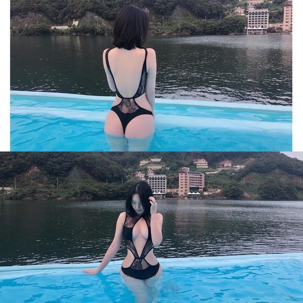 stunning swimsuit in pool