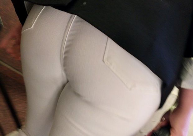 Big ass in white jeans