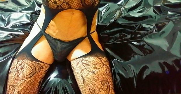 My black bodystocking and thong 2