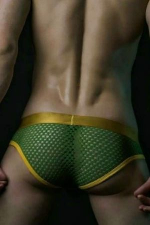 Hot ass in green mesh underwear