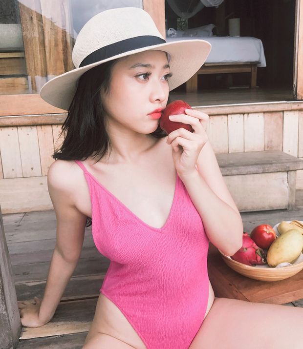 high cut pink swimsuit