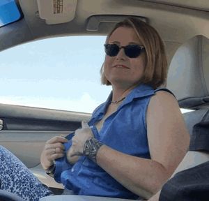 Hi There! (Mobile Mature Blonde Flashes Tits and Waves)