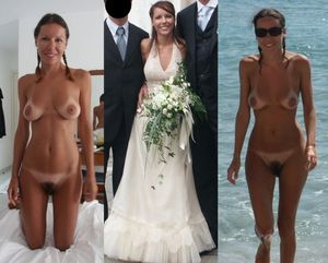 The bride in the wedding and nude in the bedroom and at the beach.