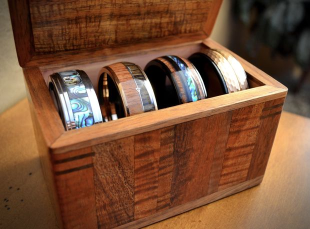 Tungsten Carbide Cock Rings from King Rings in Koa Hardwood Ring Box