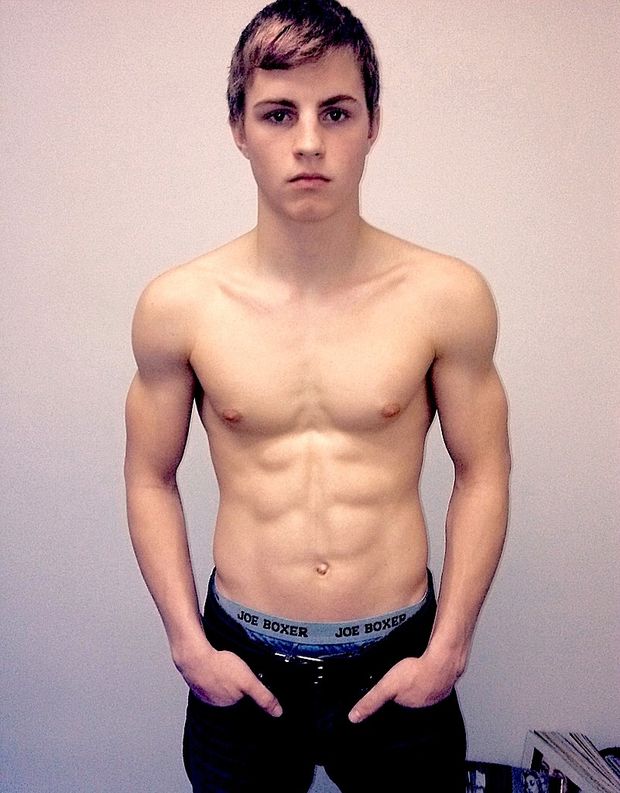 Topless cute gay