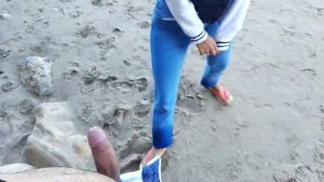 Blowjob and Swallowing on the Beach