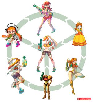 Daisy+Samus+Inkling Hexafusion! by Supersatanson
