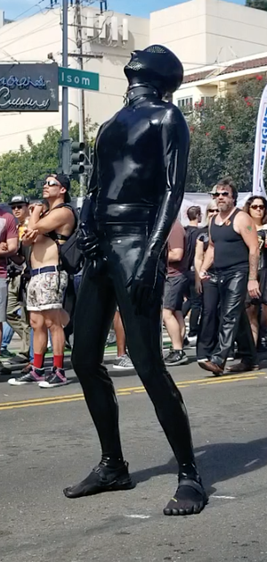 I came in public in my latex suit at Folsom St. Fair
