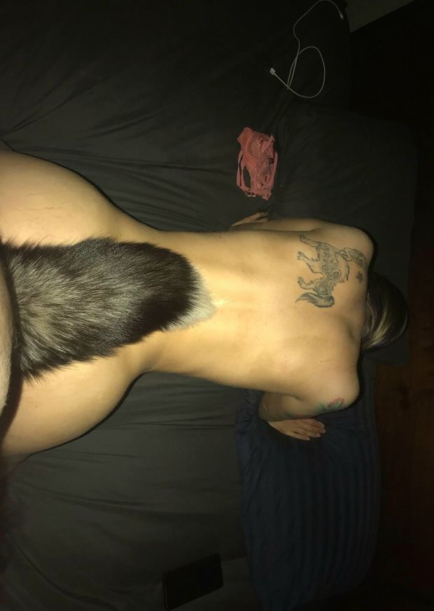 Being fucked with my foxtail plug in.