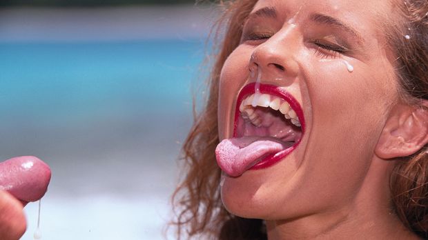 90's hardcore porn model Gabrielle taking a cum facial!