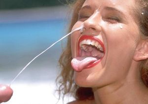 Gabrielle taking an excited jet of cum to her nose!