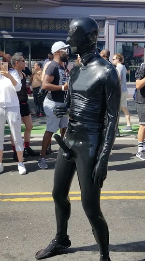 Me and my erect rubber cock in public