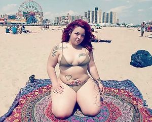 Chubby Latina on the beach