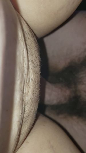 His big ole dick just dumped a big load in my wife's pussy